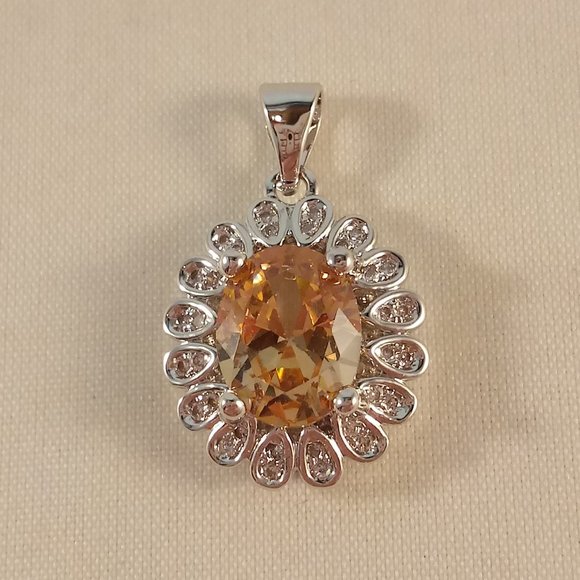 18K White Gold Filled Morganite Diamond Zircon Flower Pendant 2.54ctw Party Gift - Picture 2 of 5